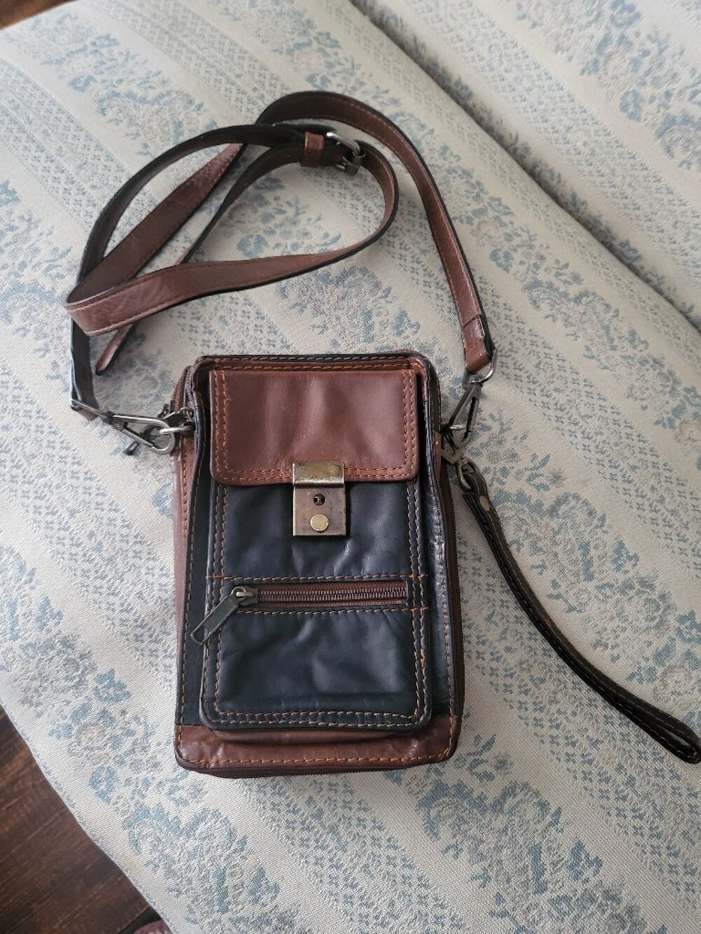 Vintage Genuine Leather Crossbody Belt Bag Wallet Purse 2-in-1 Boho Multi Pocket
